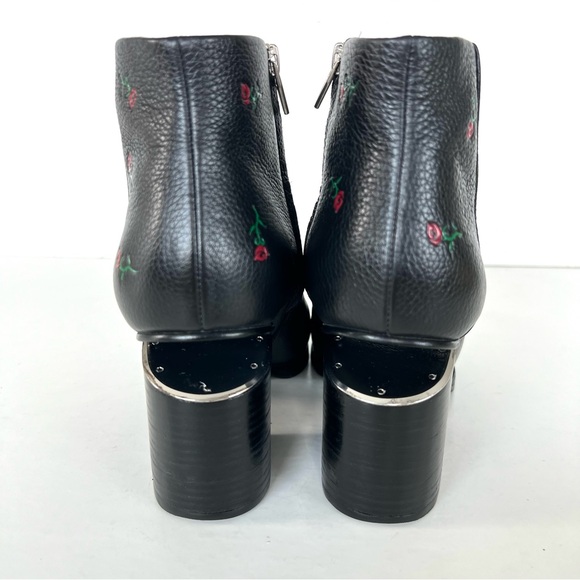 ALEXANDER WANG Gabi Red Rose w Black Leather Silver Cutout Heel Ankle Boot Sz 38 - Picture 6 of 14
